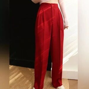 Commense Middle Waist Pleated Tapered Pants Red size M